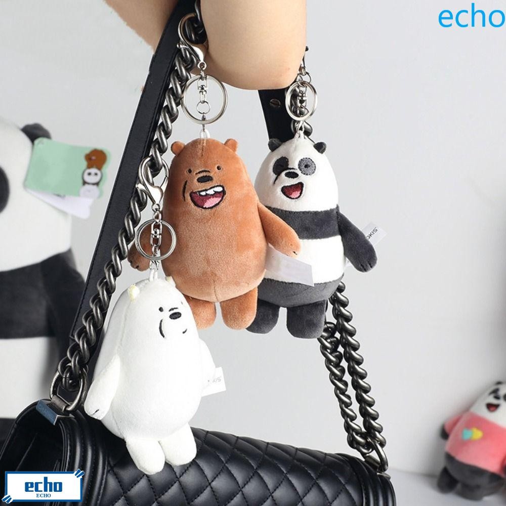 เสียงสะท้อน​ We Bare Bears จี้, ยัดตุ๊กตากระเป๋า Charm Ice Bear พวงกุญแจ, ของเล่นเด็กการ์ตูน 10 ซม. 