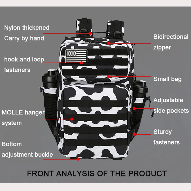 [Legend7] 25/35/45ล กระเป๋าเป้สะพายหลังยุทธวิธีสําหรับผู้ชายผู้หญิงนักกีฬากันน้ํายิมกระเป๋ากลางแจ้งเดินทางเดินป่า ร แย่ พร้อมที่วางขวด - รูปที่ 4