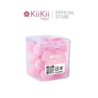 KiiKii พัฟแต่งหน้า ฟองน้ําแต่งหน้ามินิ เซตกล่อง 18 ชิ้น ฟองน้ําไข่ ใช้ได้แห้งและเปียก