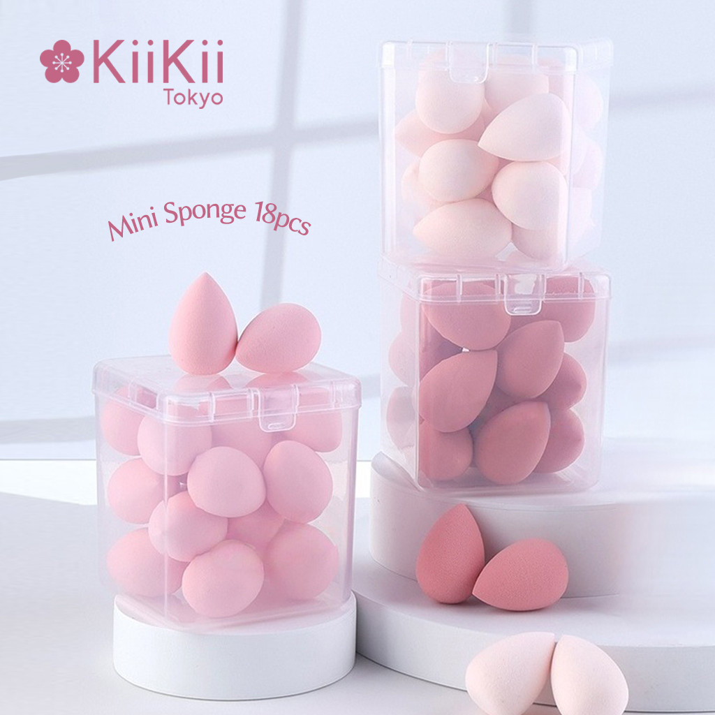 KiiKii Beauty ฟองน้ํา พัฟแต่งหน้า กล่องเซตมินิ 18 ชิ้น ฟองน้ําแต่งหน้าไข่ ใช้ได้ทั้งเปียกและแห้ง