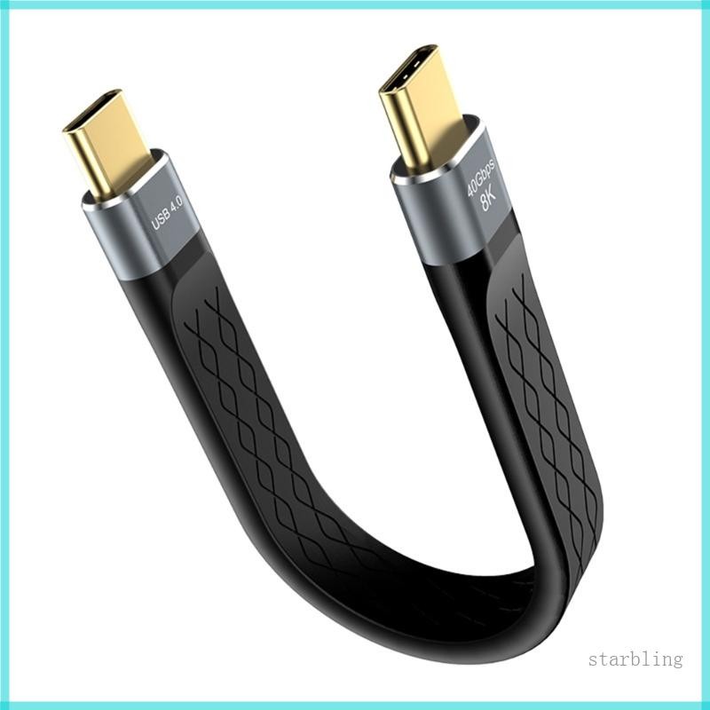 Star USB4 สายสั้น 5 9 นิ้วแบน 40Gbps Transfer 240W ชาร์จเร็วสําหรับโทรศัพท์ Pad