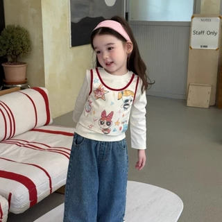 เสื้อยืดแขนยาวสไตล์การ์ตูน ออกแบบมาสำหรับฤดูใบไม้ร่วง สวมใส่ง่ายและสบาย