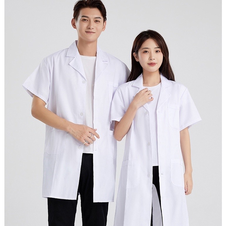 🔥ผ้าดี🔥 เสื้อกาวน์ เสื้อกราวน์แพทย์ แขนยาวกับแขนสั้น เนื้อดีคงทน หลายขนาด ชาย หญิง ใช้ได้หมด - รูปที่ 7