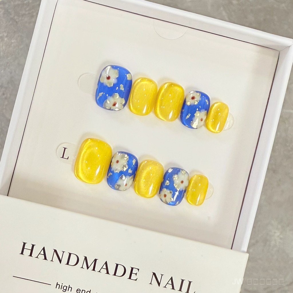🌷 เล็บแคทส์อาย ลายดอกไม้ Ombre Handpainted 💅 สวยละมุน สวมใส่ได้ ✅ ทาแล้วขาวใส งานแฮนด์เมดคุณภาพพรีเมี่ยม 2026 by JWแถมฟรี! กาว+ตะไบ