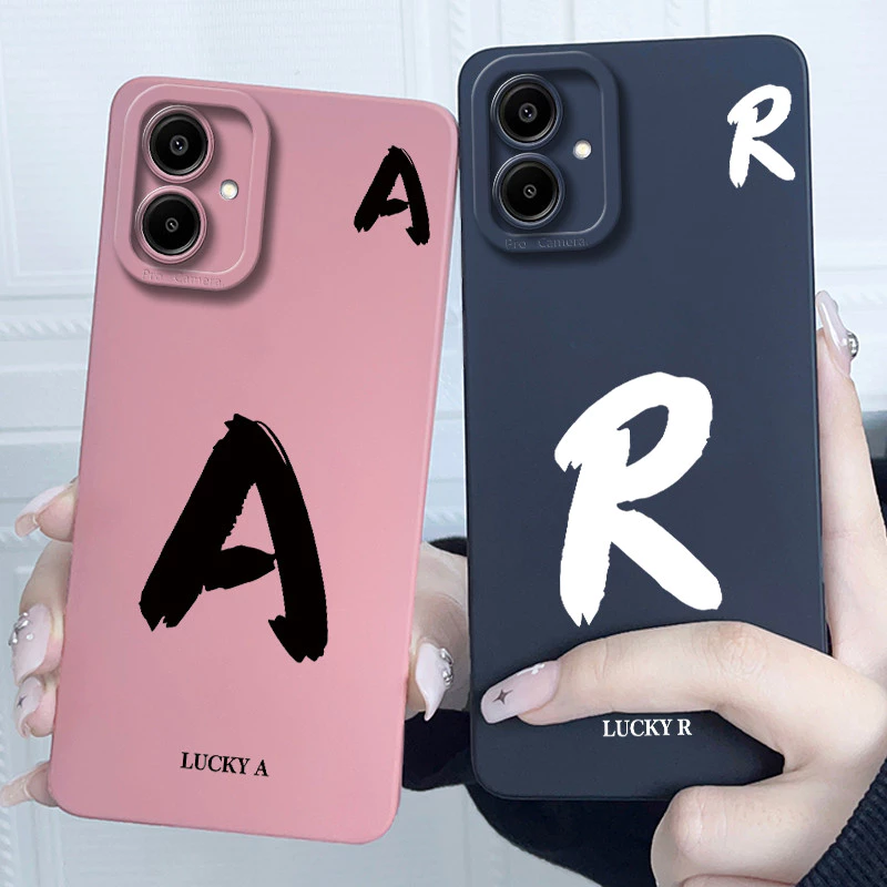 สําหรับ Samsung Galaxy A06 5G กรณี Lucky จดหมายเริ่มต้นซิลิโคนนุ่มกันชนโทรศัพท์สําหรับ Samsung A06 A 06 SM-A066B A066M ปลอก
