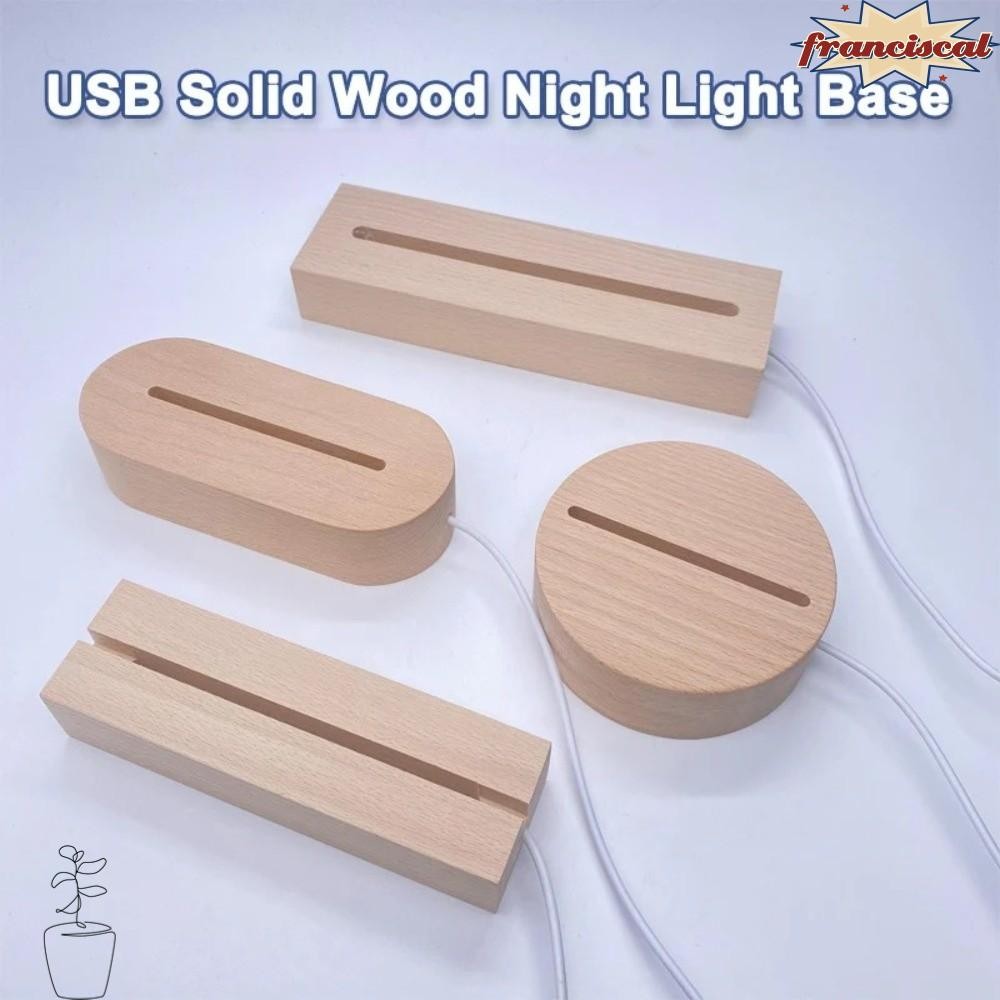 FRANCISCAL ไม้ฐาน LED, DIY ติดตั้ง Night Light ขาตั้งจอแสดงผล, ที่มีประโยชน์พร้อมฐานแสงสีขาวอบอุ่นตกแต่งบ้าน