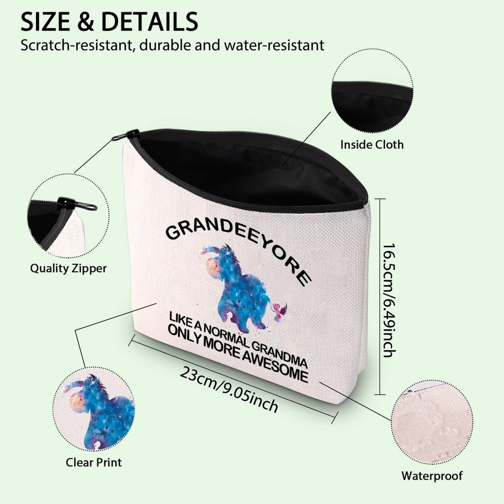 FOTAP ของขวัญคนรักตัวละครการ์ตูน Eeyore Quote Gift Eeyore Lover กระเป๋าแต่งหน้า Donkey Cartoon Merch