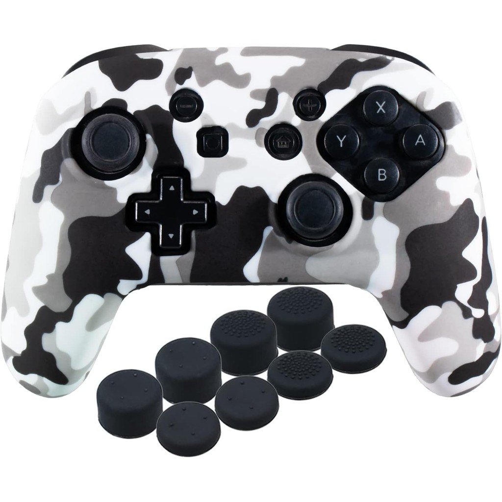 Studded Silicone Transfer Print Cover Skin Case สําหรับ Nitendo Official Switch Pro Controller x 1 (