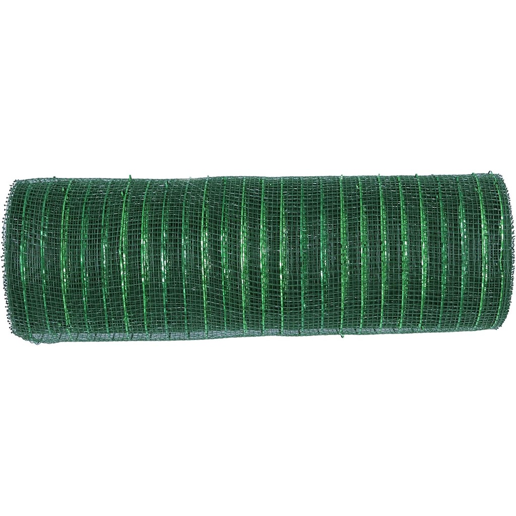 10 นิ้ว x 30 ฟุต(10 หลา)-YYCRAFT ริบบิ้นตาข่ายโพลีเมทัลลิคสําหรับตกแต่ง/พวงหรีดทําหัตถกรรม(สีเขียวเข