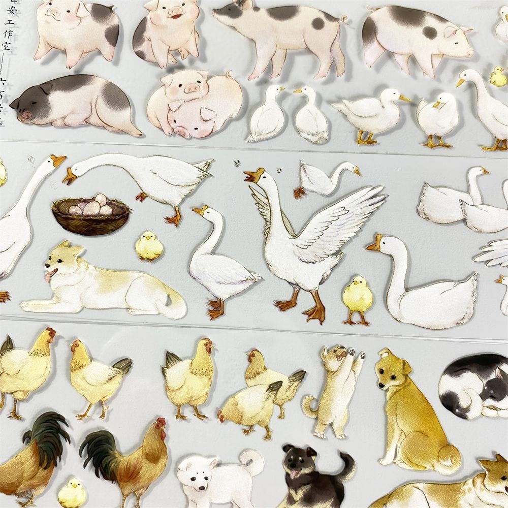 คู่มือเทปย่อยบรรจุ q8 หกสัตว์ Xingwang Changan Yue หมูเป็ดห่านไก่เนื้อ PET วัสดุโบราณบัญชีไหลสติกเกอ