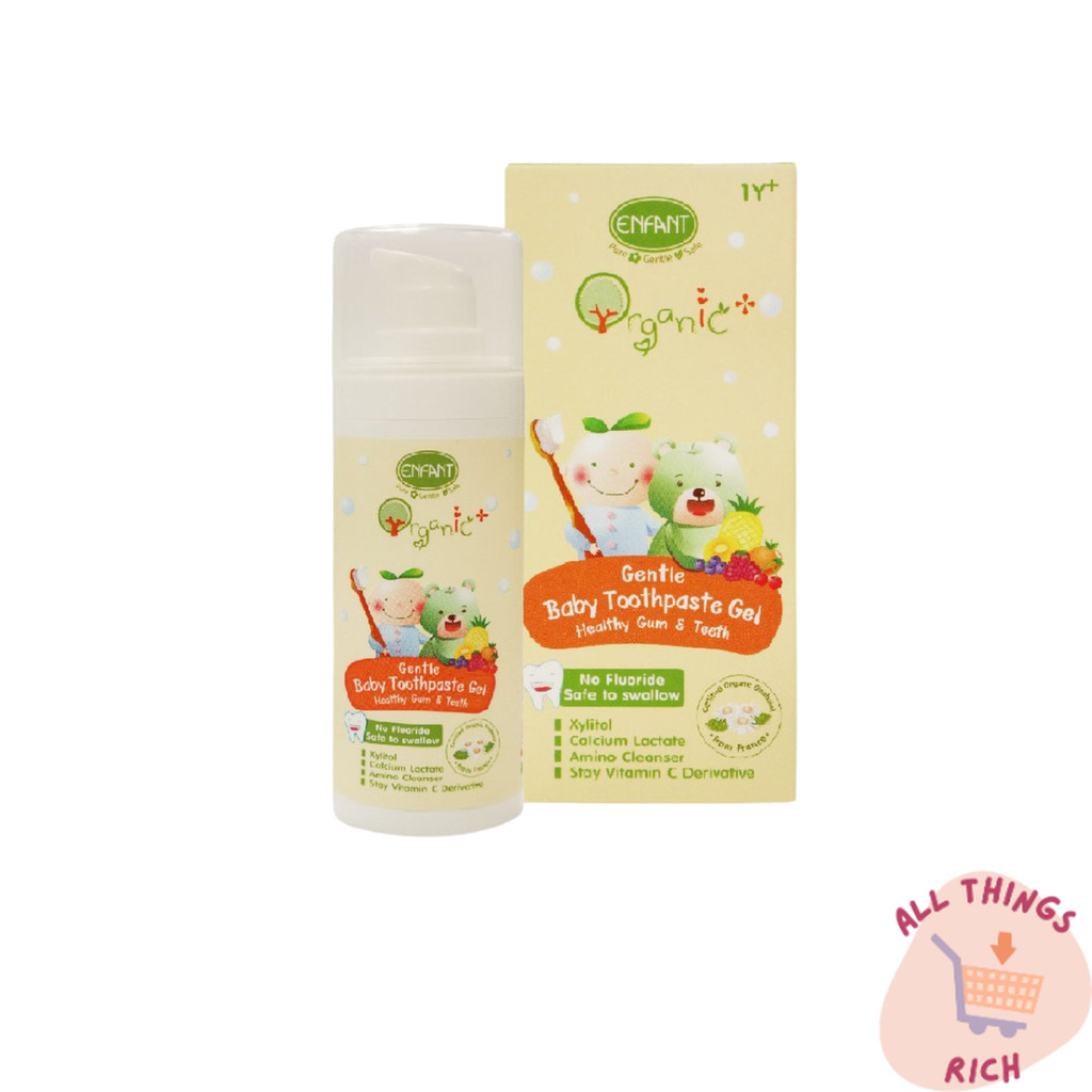 Enfant (อองฟองต์) ยาสีฟัน กลิ่นบับเบิ้ลกัม กลิ่นกล้วย สำหรับเด็ก 1 ขวบขึ้นไป สูตรเจล แถมฟรีแปรงสีฟัน