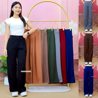 กางเกงทำงานผู้หญิง ขายาวทรงขากระบอก ผ้าวูฟเวฟ ไซส์ S-2XL
