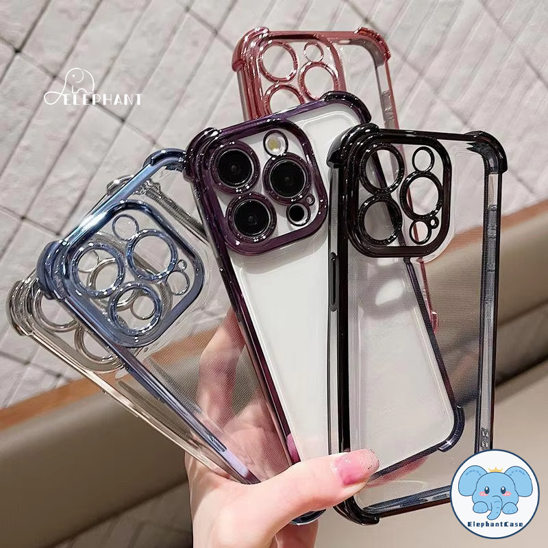 เคสไอโฟน 16 15 สำหรับ IPhone 11 14 16 13 12 Pro Max 16 15 8 7 Plus XR X XS Max ของแข็งสีหรูหราการชุบป้องกันการตกปกอ่อน