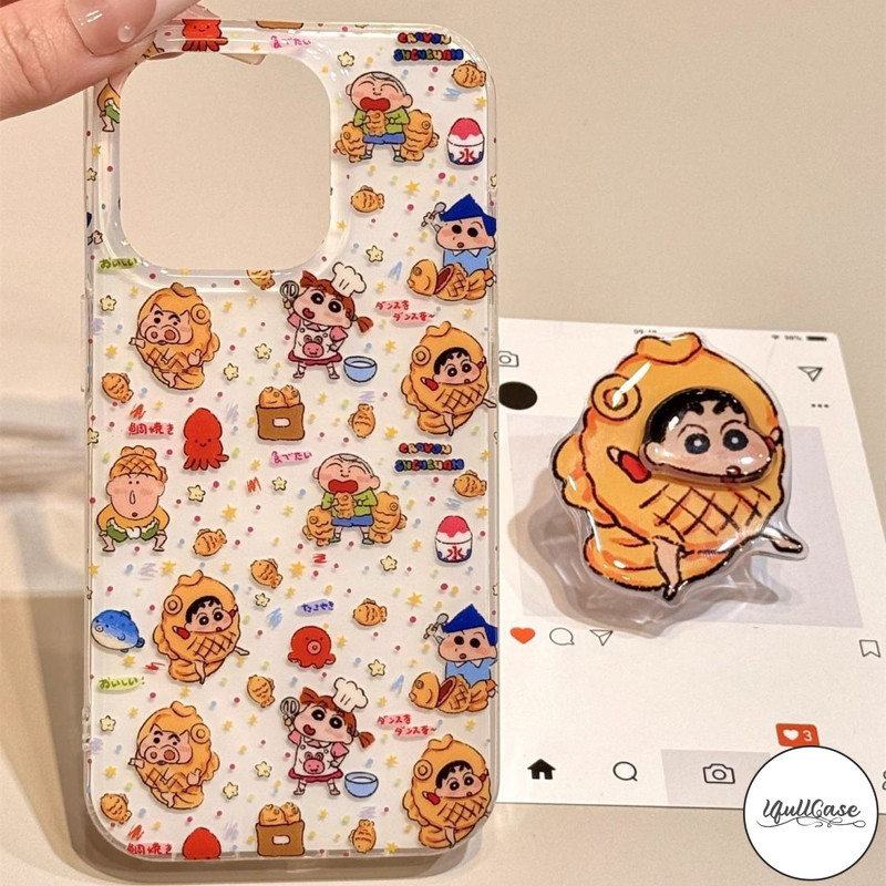 เคสไอโฟน 16  เหมาะสำหรับ IPhone 13 11 16 15 12 14 Pro Max 16 15 14 Plus เคส IMD ลายปลาไหลเผาเครยอนชินจังแบบเต็มจอ