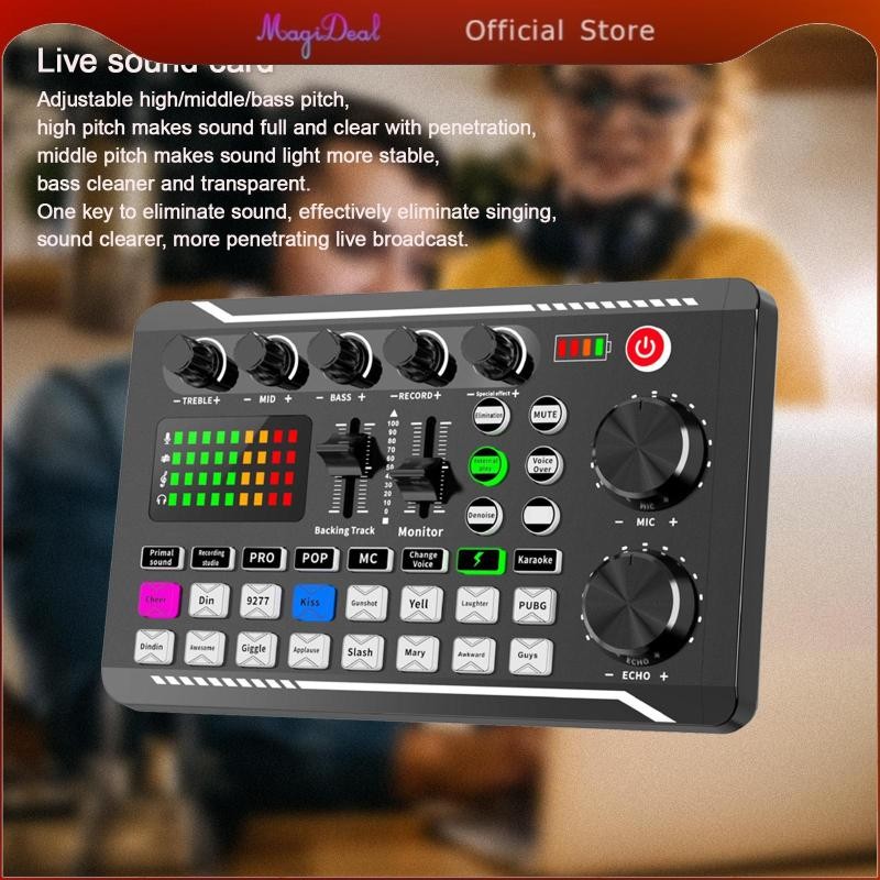 [MAGIDEAL] F998 การ์ดเสียง 16 เอฟเฟกต์เว็บคาสต์ 8 โหมดเสียงสําหรับการยอมรับเสียง Playback Live Voice