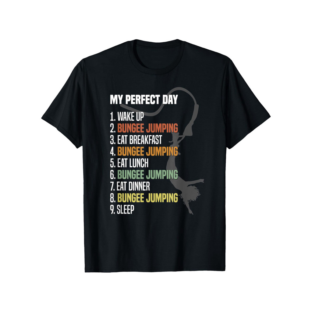 KATUN Bungee Jumping Mens T-Shirt - Adventure Design "My Perfect Day" 9 Steps, 100% Combed Cotton 18