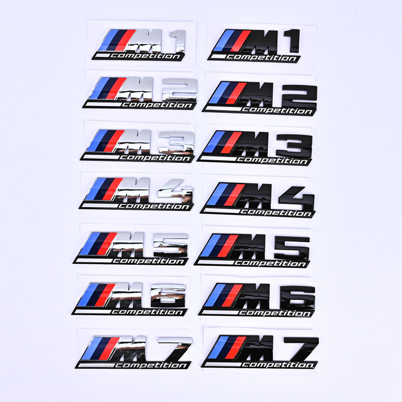 การปรับเปลี่ยน BMW สีดํา M1 M2 M3 M4 M5 M6 M7 M8 โลโก้ด้านข้างด้านหลัง Thunder หมายเลขสติกเกอร์ตัวอักษร