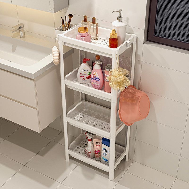 置物架落地式卫生间浴室多层化妆品收纳架家用夹缝储物架零食推车Shelf Floor-type Toilet Bathroom Multi-layer Makeup20250912