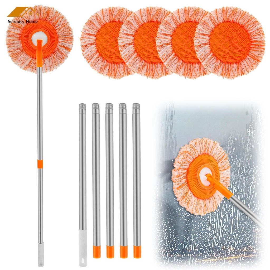 Wall Cleaner Mop 5 Mop ผ้า Super Absorbent Ceiling Mop Cleaner รอบฝุ่นผนังแห้งและเปียกทําความสะอาด M