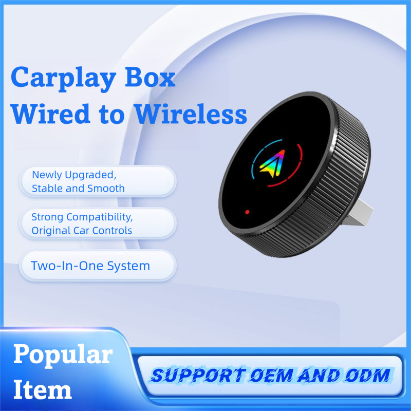 รูปแบบใหม่ Wired to Wireless Carplay Box Android auto การเชื่อมต่อระหว่างรถยนต์แบบสองในหนึ่งเดียว
