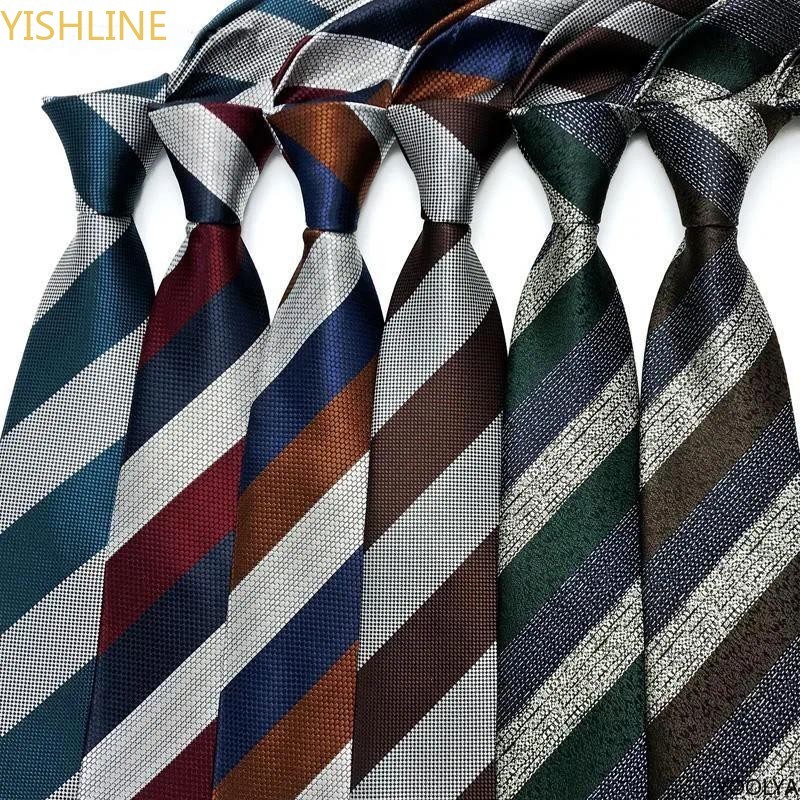 หรูหรา 8 ซม.Mens เนคไท Stripes Ties สําหรับ Man Jacquard ทอคอ Tie อย่างเป็นทางการ Party อุปกรณ์เสริม