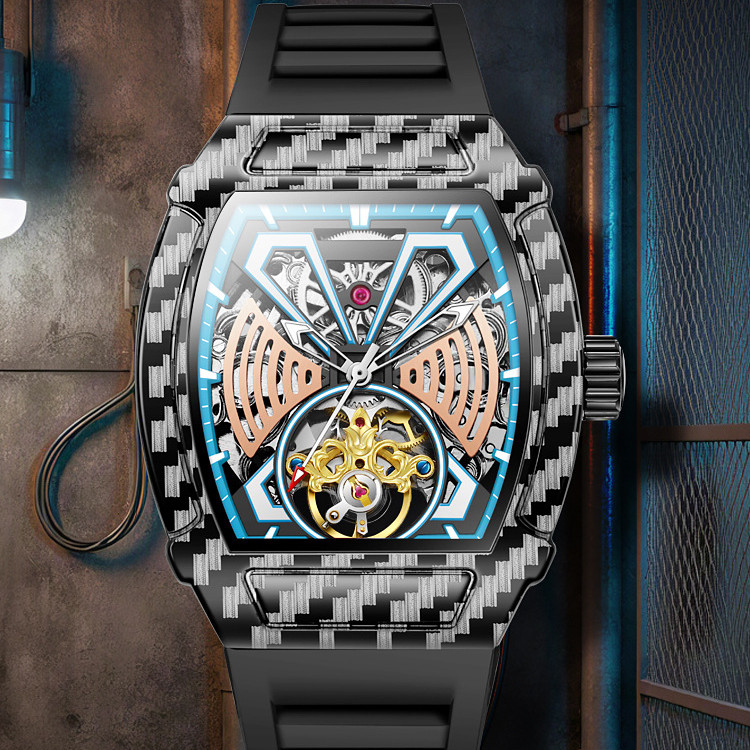 2025 Dulunwe 6021N1 นาฬิกากลไกอัตโนมัติอินเทรนด์สําหรับผู้ชาย | เคสคาร์บอนไฟเบอร์ | ส่องสว่าง ส่องสว