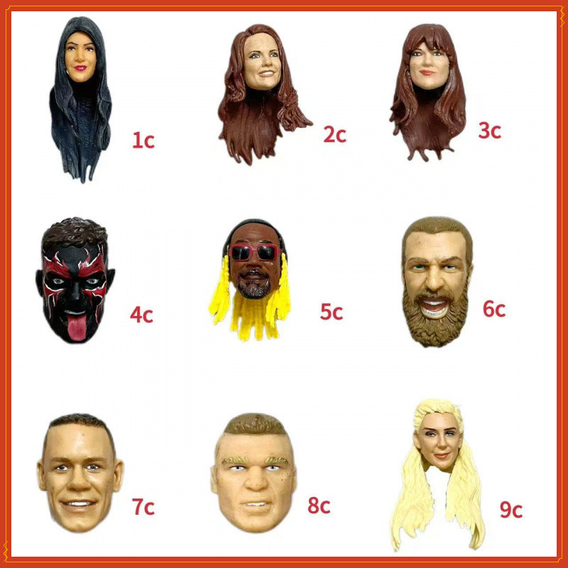 WWE Figurs หัวแกะสลักอุปกรณ์เสริม 6-7 นิ้วเคลื่อนย้ายได้นักมวยปล้ําเปลี่ยนหัว