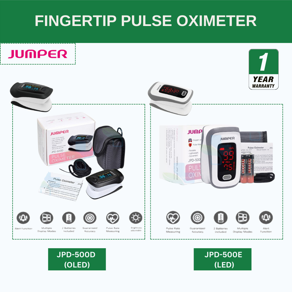 Jumper Fingertips Pulse Oximeter เครื่องวัดออกซิเจนปลายนิ้ว รุ่น JPD-500D (OLED) / JPD-500E (LED) [ป
