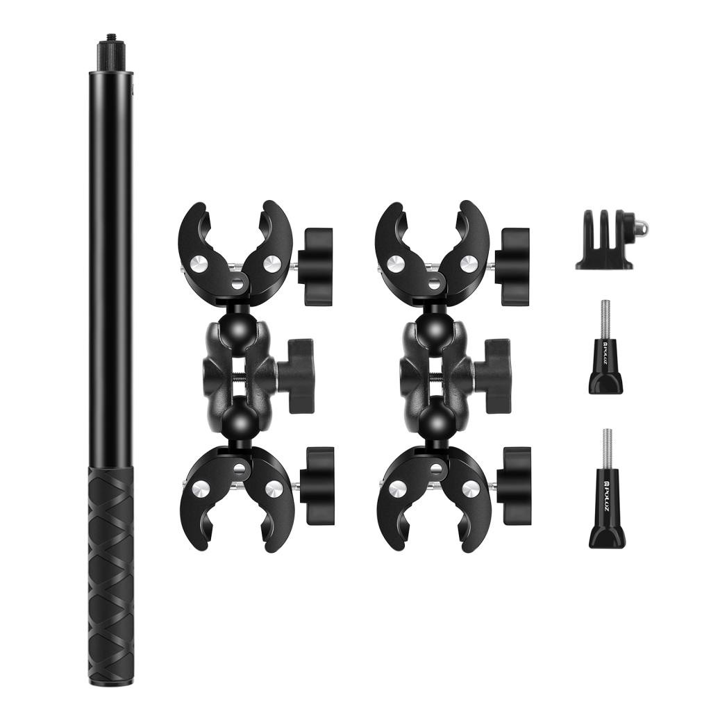 Camnoon Motorcycle Bike Handlebar Mount Clamp & 59 นิ้ว Selfie Stick Stick เปลี่ยนสำหรับ GoPro Hero 