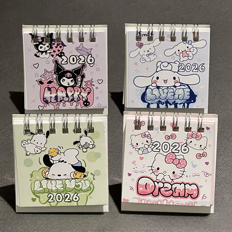 2026 Cinnamon Dog Mini Calendar การ์ตูนความงามเดสก์ท็อปตกแต่งสําหรับนักเรียนใช้ทุกวัน