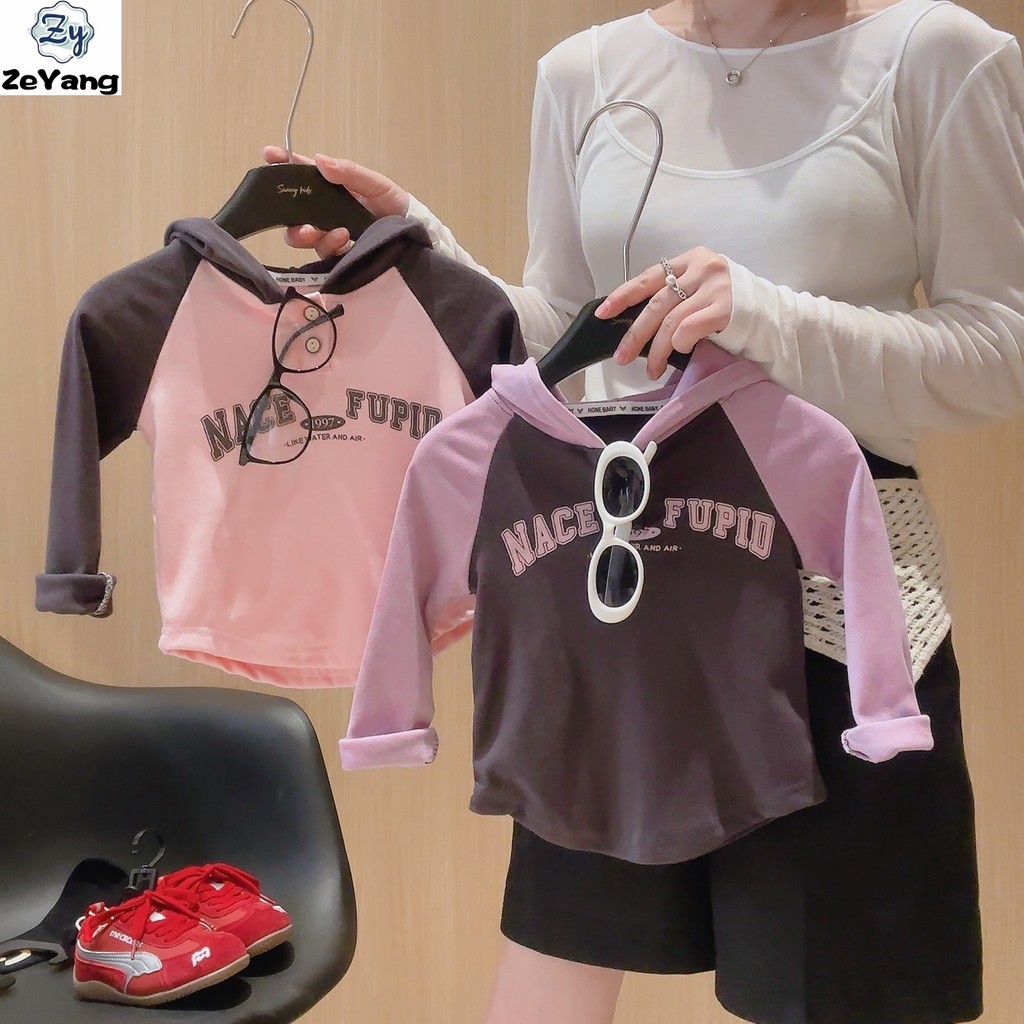 เสื้อยืดแขนยาวมีฮู้ด Raglan สำหรับเด็ก ไซส์ 80-160 พร้อมสต็อก | เหมาะสำหรับฤดูใบไม้ร่วงถึงฤดูหนาว