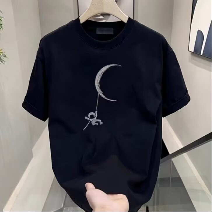 สไตล์ฮิปฮอป202520242025Street Wear ins Bottoming เสื้อรอบคอ newNEW ยุโรปอเมริกันฤดูร้อนแขนสั้นเสื้อย