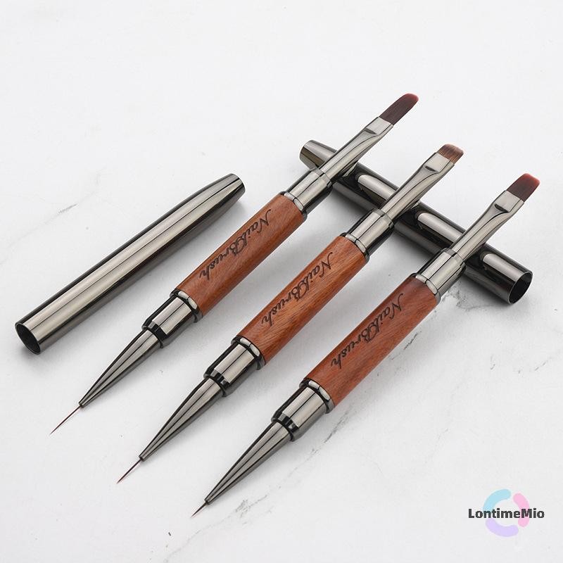 LontimeMio] ไม้จันทน์ Dual End เล็บกาวปากกา UV GEL แปรงเล็บภาพวาด Extension GEL เล็บสายแปรงเล็บเครื่องมือใหม่
