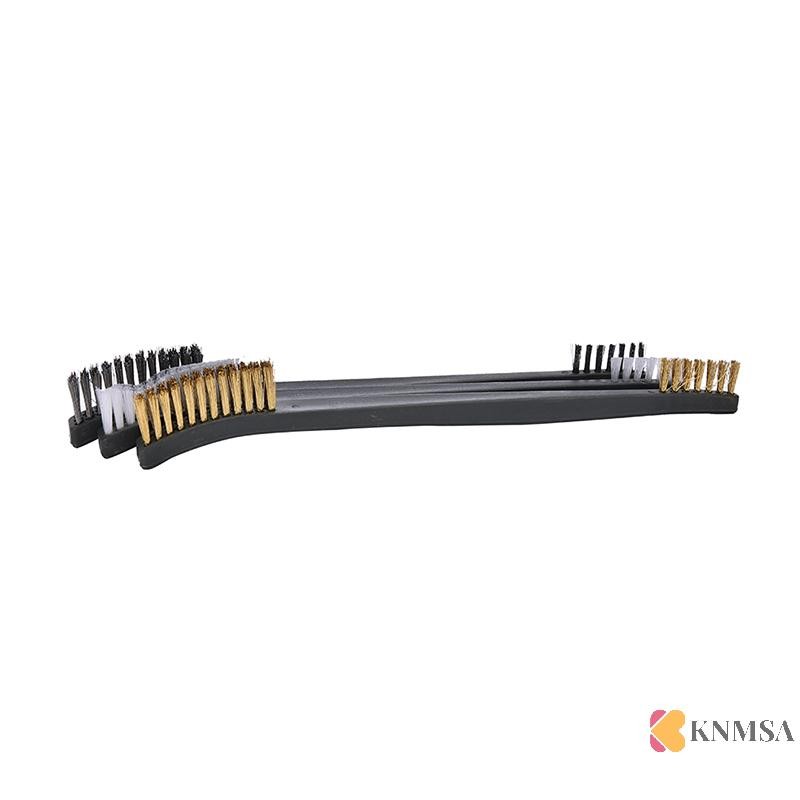 KNMSA] 3x Mini Tailor Brush Set Brass Nylon Stainless Bristle Cleaning Tool Cleaner satn neck nicen