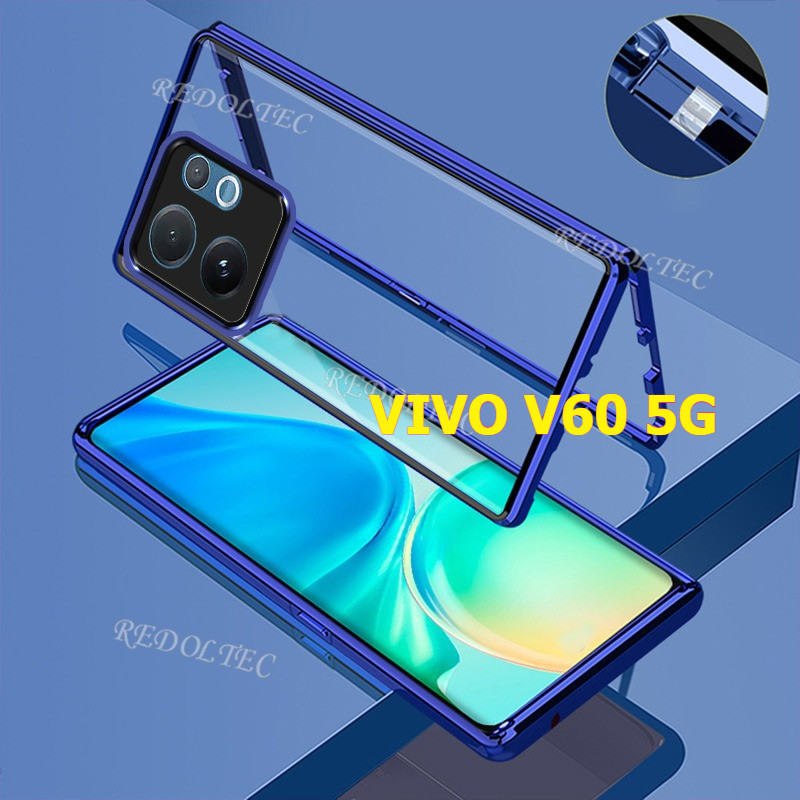 วิฟ VIVO V60 5G โวลต์60 5ก ปลอก 360 ป้องกันเลนส์เต็มแม่เหล็กโลหะกรณี วิฟ โวลต์ 60 สองด้านด้านหน้ากลับกระจกเต็มร่างกายโทรศัพท์ปกด้วยล็อคหัวเข