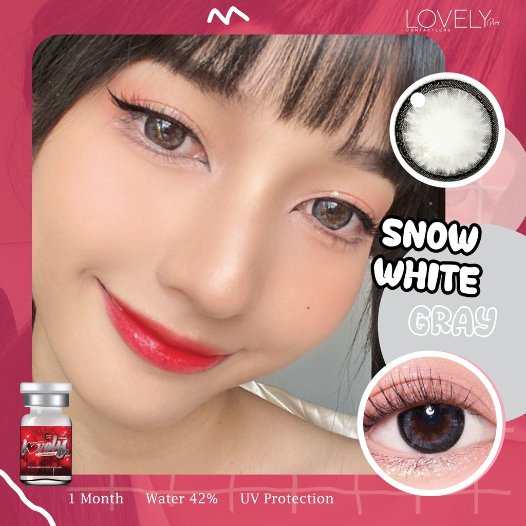 🔥คอนแทคเลนส์ ❤️Size : M❤️รุ่น : Snow white (Lovelylens) สี : Brown / Gray
