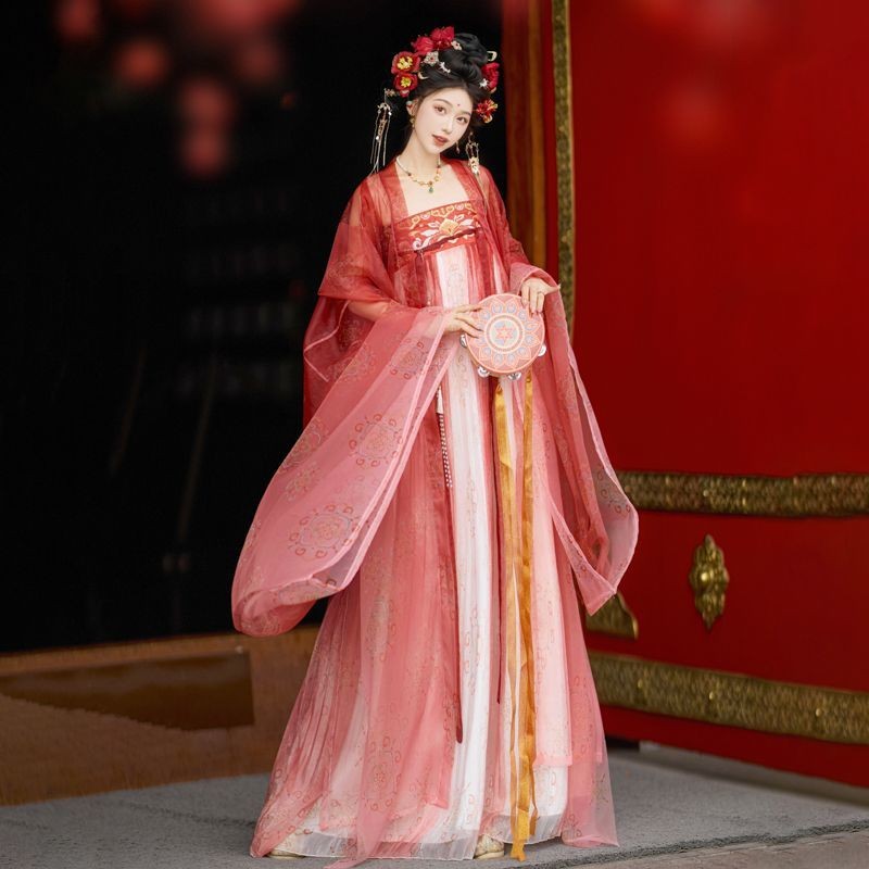 Original Fairy Hanfu เย็บปักถักร้อย Made in Tang เต้านมยาวแขนใหญ่ Xote Han องค์ประกอบชุด