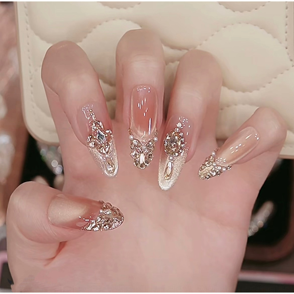 Skillfully Crafted สวมใส่เล็บ Handmade DIY เล็บเพชรฝัง henna กรณีรูปแบบเล็บสร้างสรรค์การออกแบบอินเทรนด์