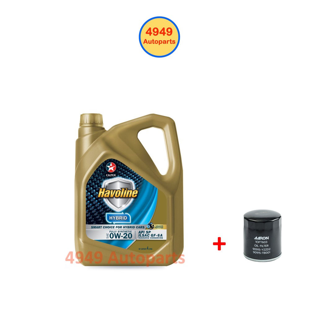 น้ำมันเครื่อง Caltex Havoline Hybrid 0W-20 0W20 เบนซิน สังเคราะห์ API SP