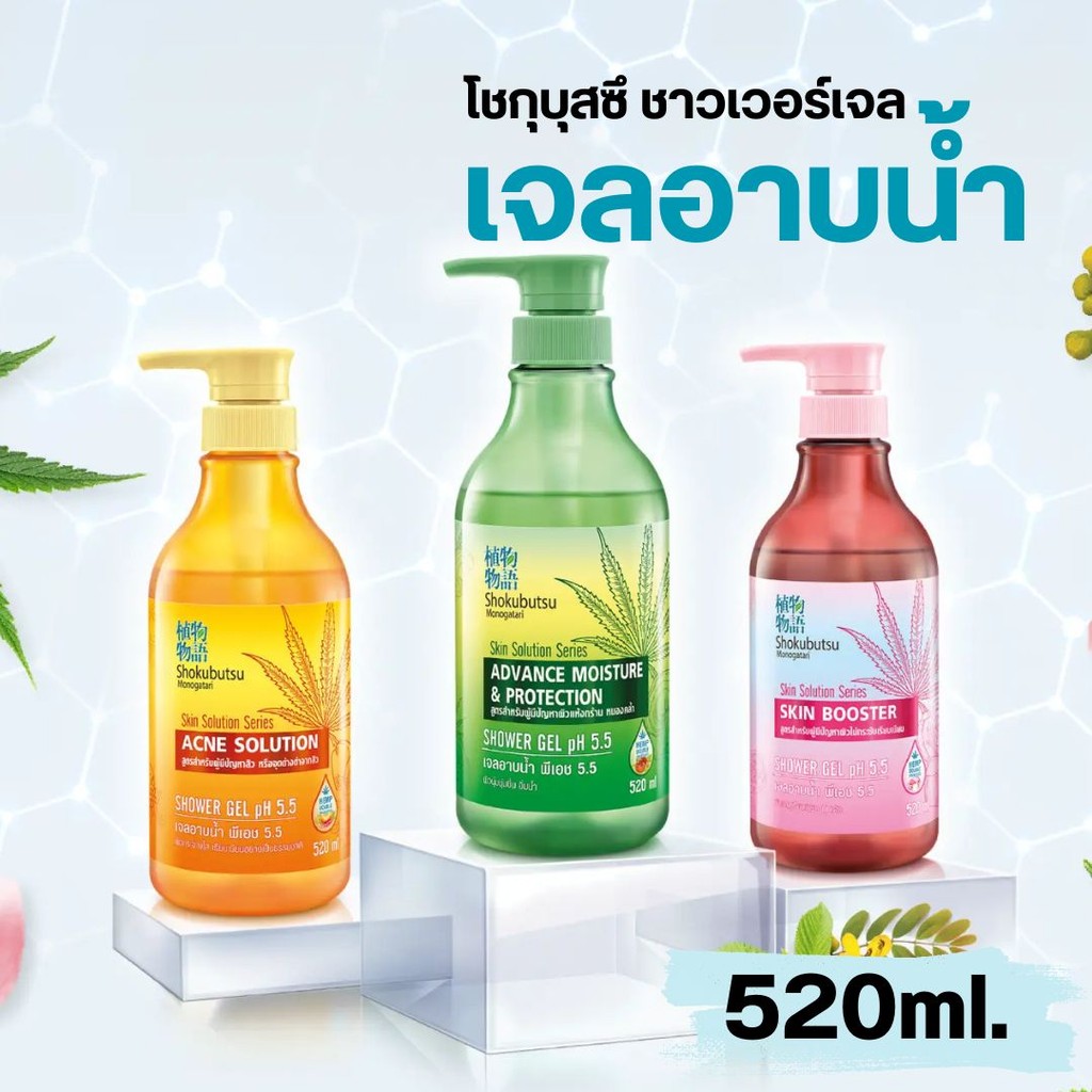 SHOKUBUTSU SKIN Solution โชกุบุสซึ ชาวเวอร์เจล  เจลอาบน้ำ 520ml. by กำตังค์