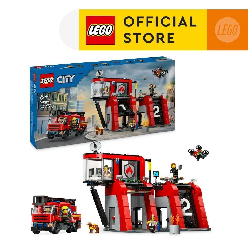 LEGO City 60414 Fire Station with Fire Engine Playset 843 PiecesHT99 ZES1
