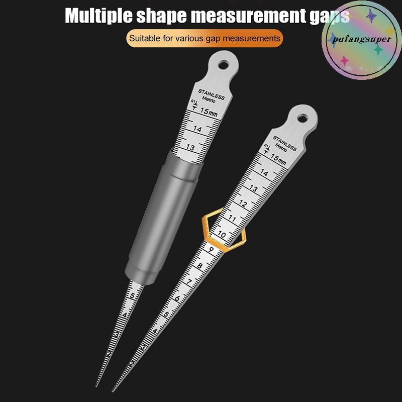 Pufangsuper 1-15 มม.สแตนเลส Taper Gauge Feeler เส้นผ่านศูนย์กลางภายในไม้บรรทัดรูเครื่องมือวัดสําหรับ Taper รูรับแสงขนาด TH