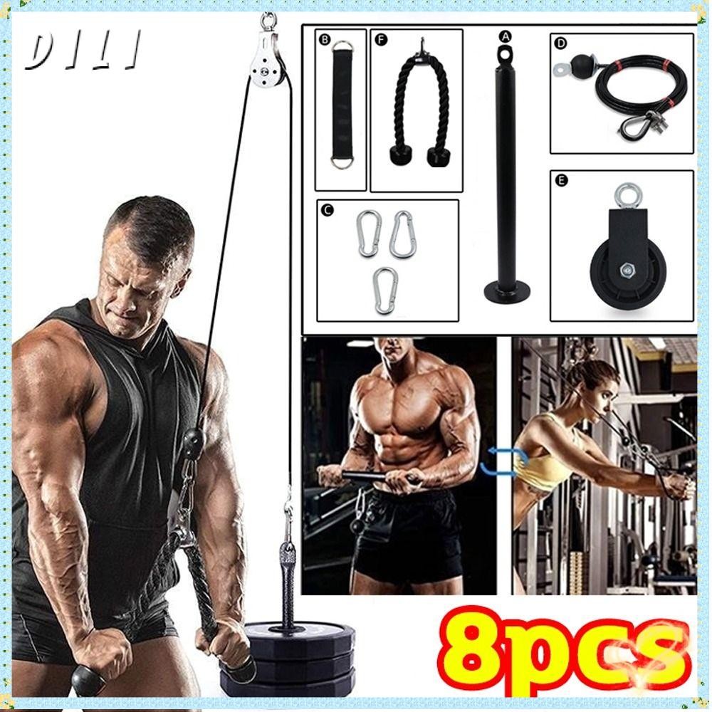 อุปกรณ์ฟิตเนสในบ้าน 8 ชิ้น, สายเคเบิ้ลรีลสำหรับออกกำลังกาย, ชุดเครื่องมือฝึกหัดแบบพกพา
