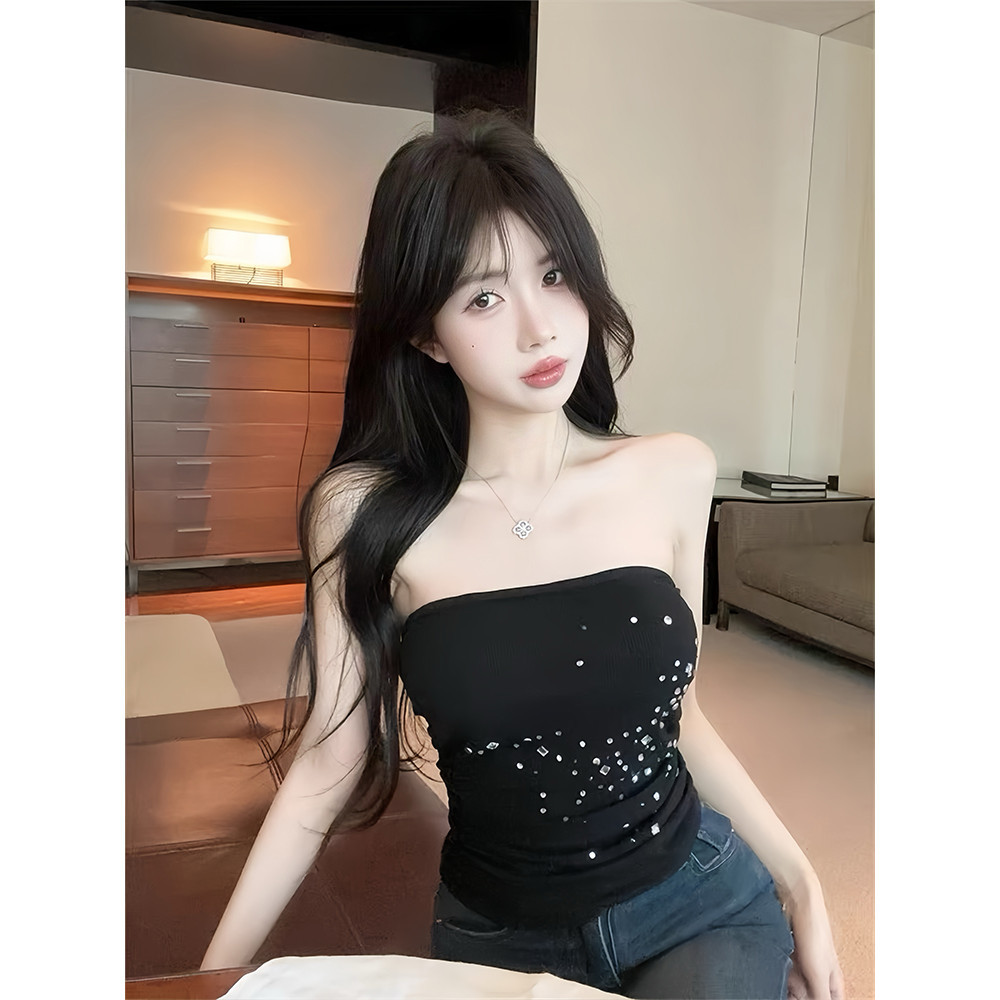 🐝CuteBee🐝24/9 เสื้อเกาะอก เสริมฟองน้ำในตัว น่ารักมาก สีพื้น ยืดใส่สบาย มินมอลสไตล์ เสื้อคัตเอาท์แฟชั่น' FY965 - รูปที่ 4