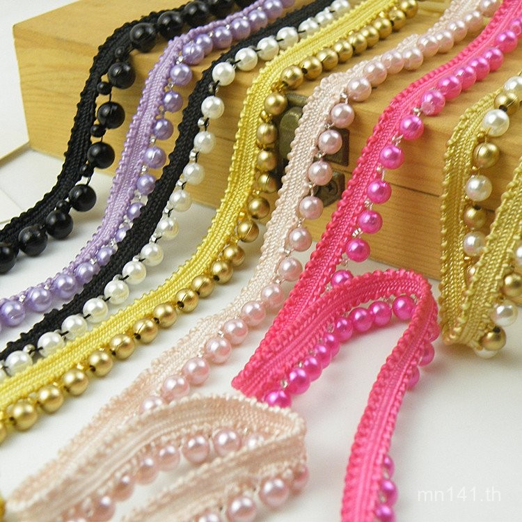 ลูกไม้คออุปกรณ์เสริมมุกลูกปัดลูกไม้เสื้อผ้าชุดแต่งงานรหัสกระโปรงกระเป๋าแฮนด์เมดตกแต่งแถบอุปกรณ์เสริม