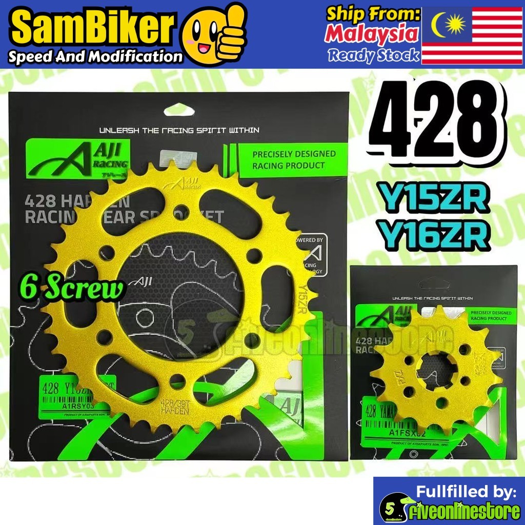 AJI RACING 428 Y15ZR Y16ZR Gold Harden Sprocket FZ150 14T 15T 37T 38T 43T 44T 45T 46T SSpocket Y15 Y