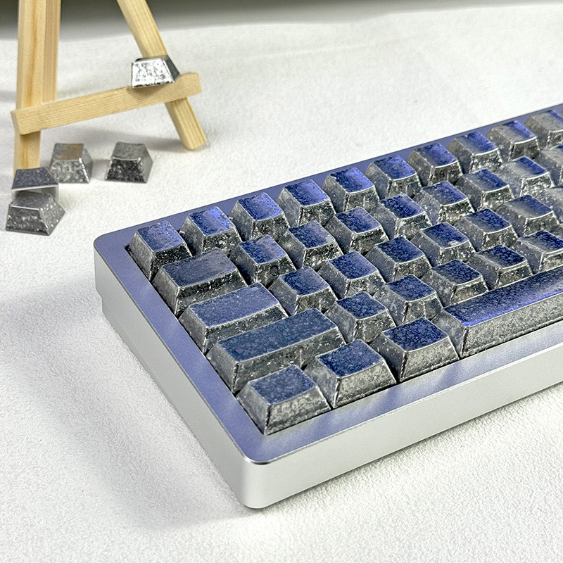 Keycap Keycap Keycap Gaming Keycap Frost Silver 61 Keycap PBT แกะสลักด้านข้างส่องสว่างโลหะ Texture เ