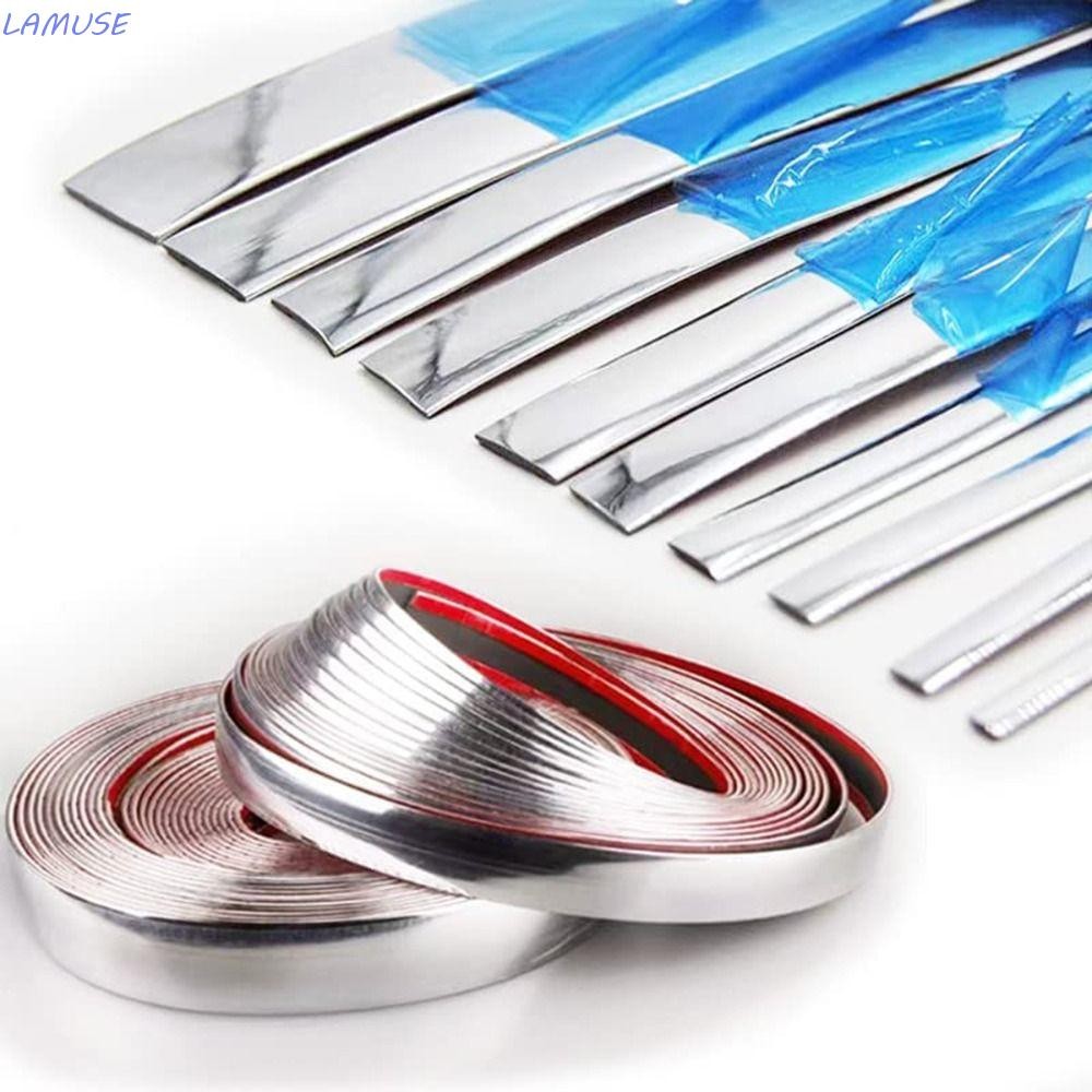 LAMUSE รถ Chrome Trim Strip นุ่ม 3M Anti-collision Strip Moulding จัดแต่งทรงผม Trim สติกเกอร์ Guard 