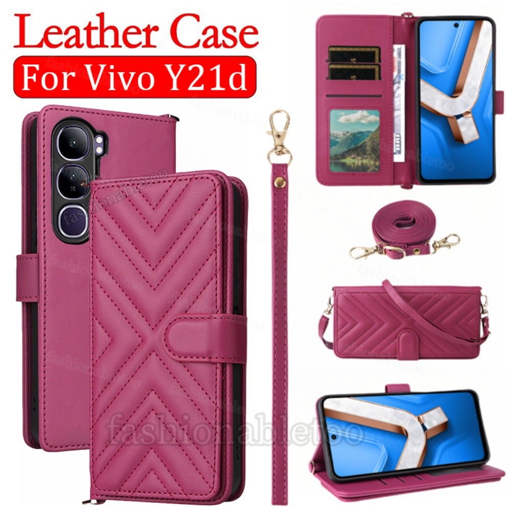 สําหรับ VivoY21d 2025 เคสโทรศัพท์หนังสําหรับ Vivo Y21 d Y21d Y 21d VivoY21d วงเล็บแม่เหล็กปลอกกันกระ
