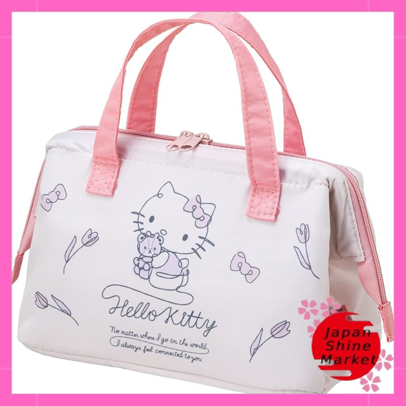 Skater Insulated Kiss-Lock Lunch Bag - Hello Kitty Floral Wreath Design - Sanrio KGA1-A